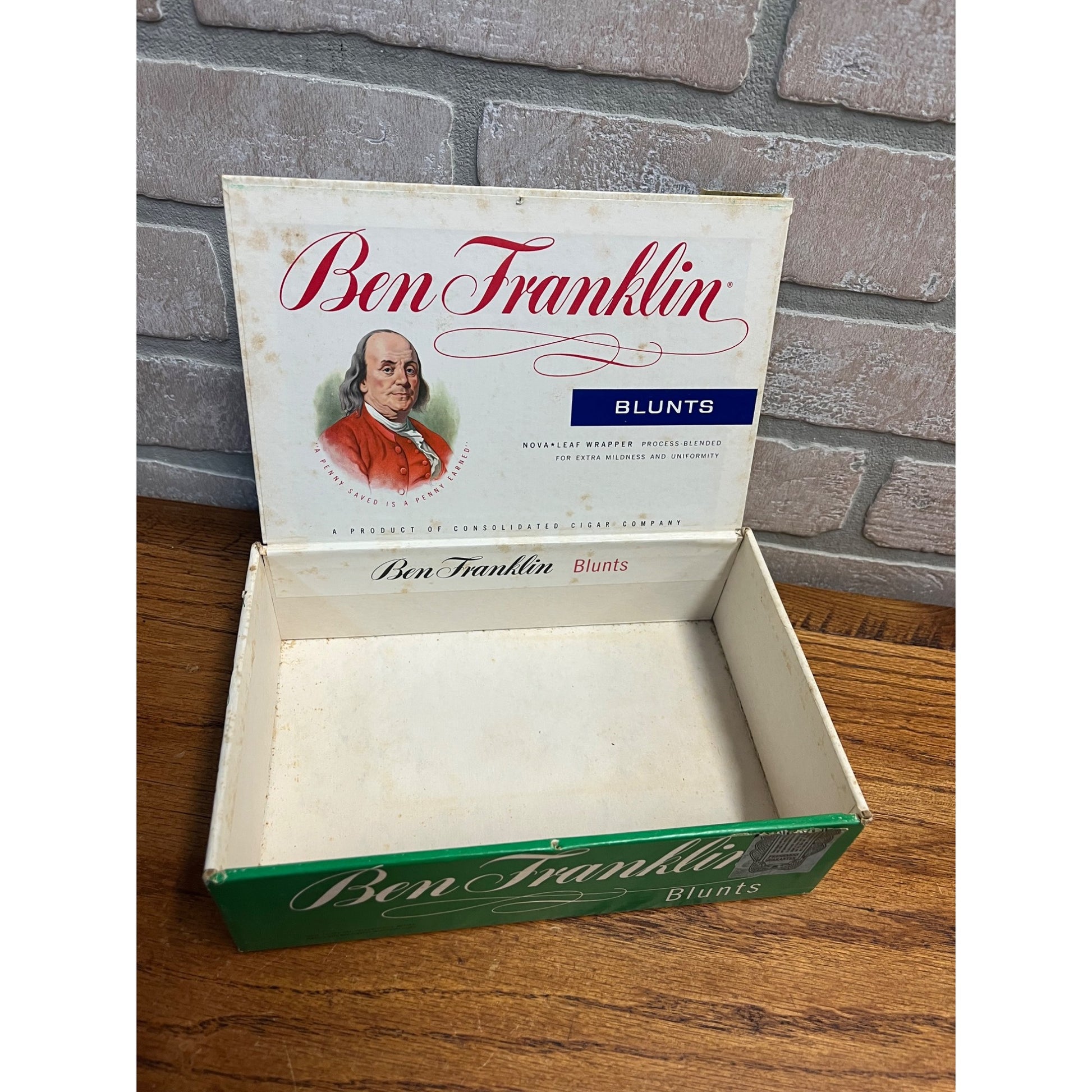 Vintage Ben Franklin Cigars Pressed Cardboard Box Advertising Consolidated Cigar Co.