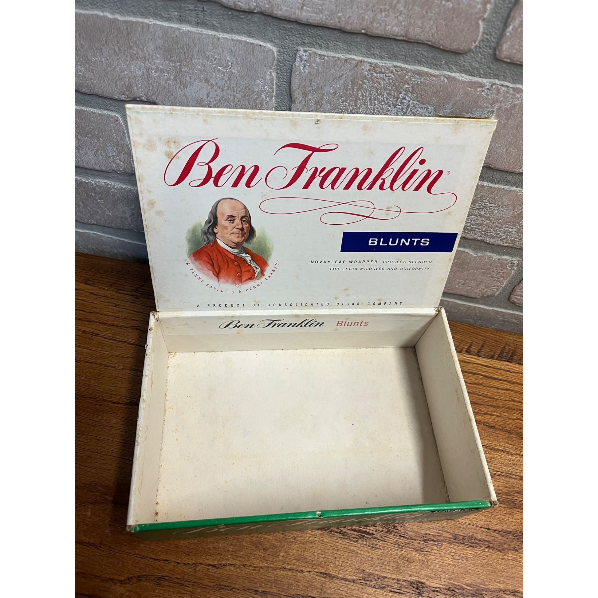 Vintage Ben Franklin Cigars Pressed Cardboard Box Advertising Consolidated Cigar Co.