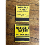 Vintage Wedler's Tavern Bar - Gleason Wisconsin - Advertising FULL Matchbooks 2