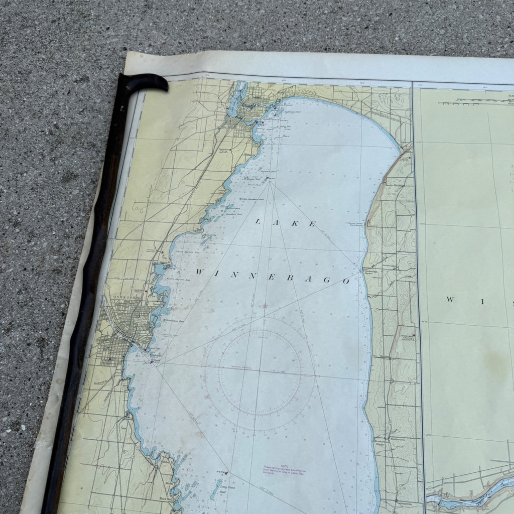 1960 Nautical Map of Lake Winnebago & Fox River Fishing Fond du Lac Wisconsin