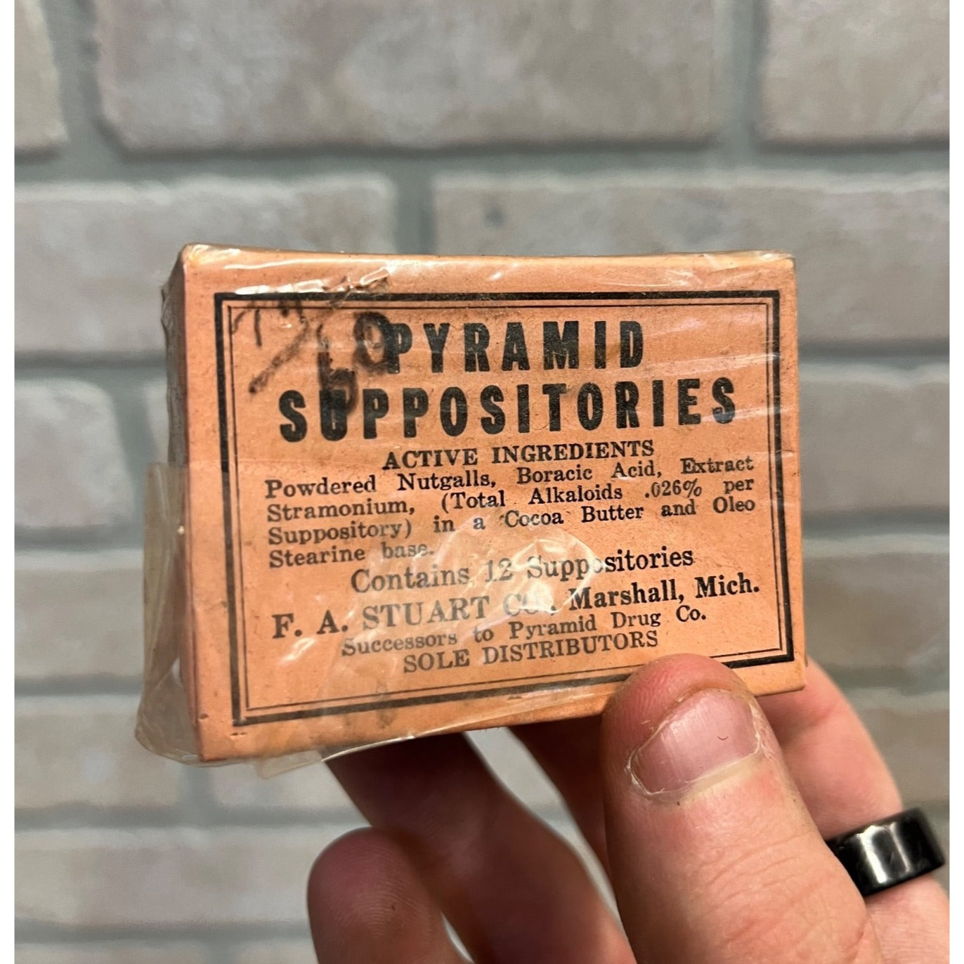 Vintage 1930s Pyramid Suppositories Stuart Marshall Michighan MI Medicine Box NOS