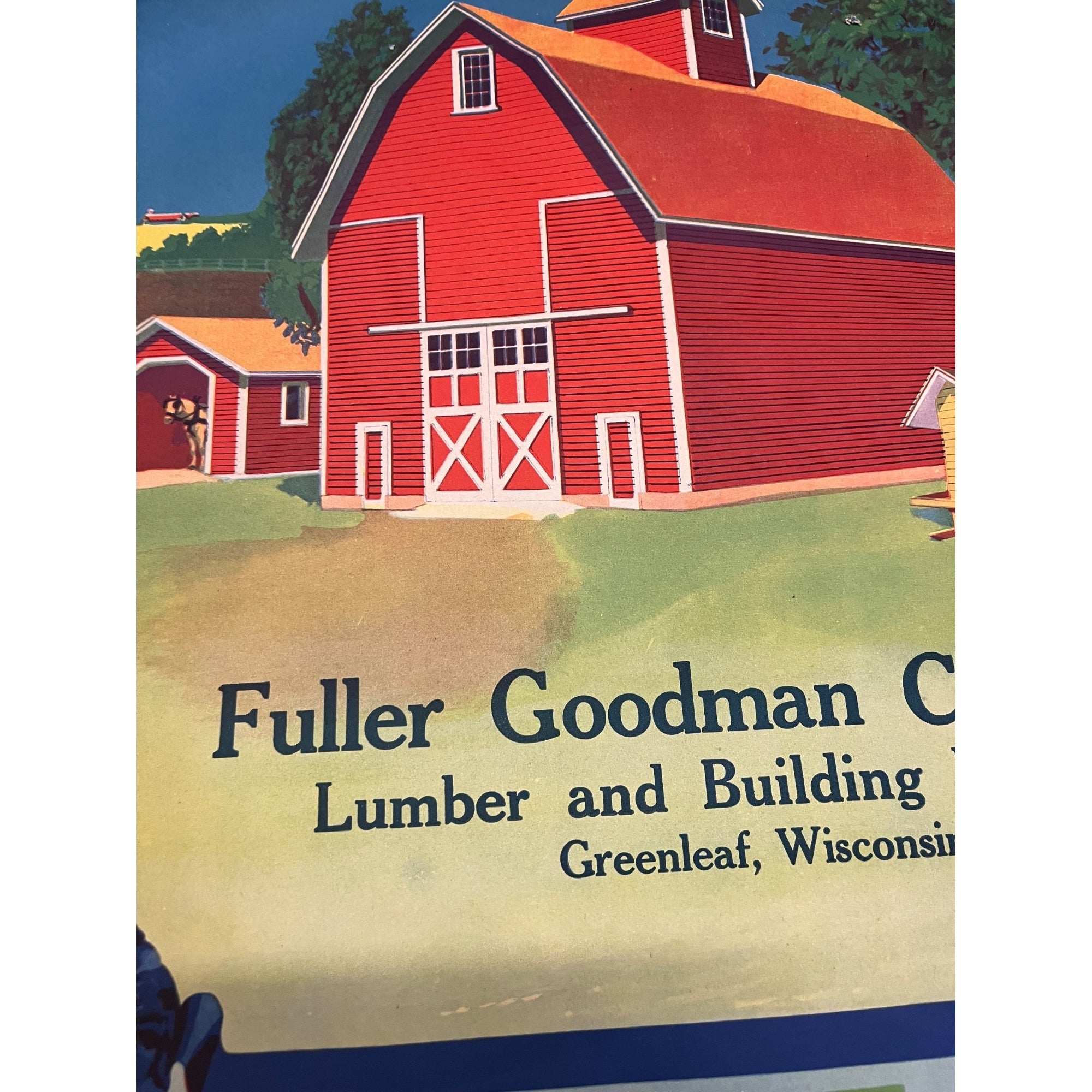 1920s Advertising Calendar Poster Fuller Goodman Farm Barn Dairy Scene