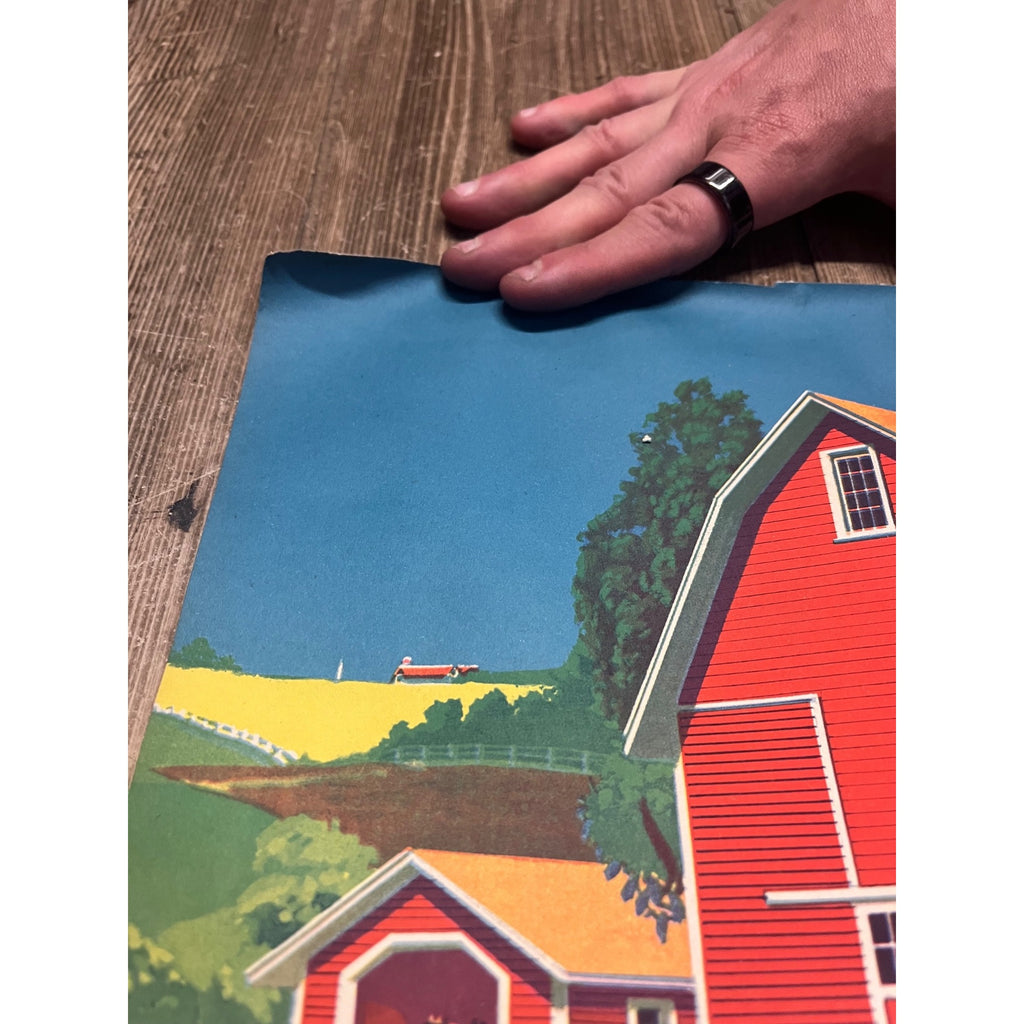 1920s Advertising Calendar Poster Fuller Goodman Farm Barn Dairy Scene