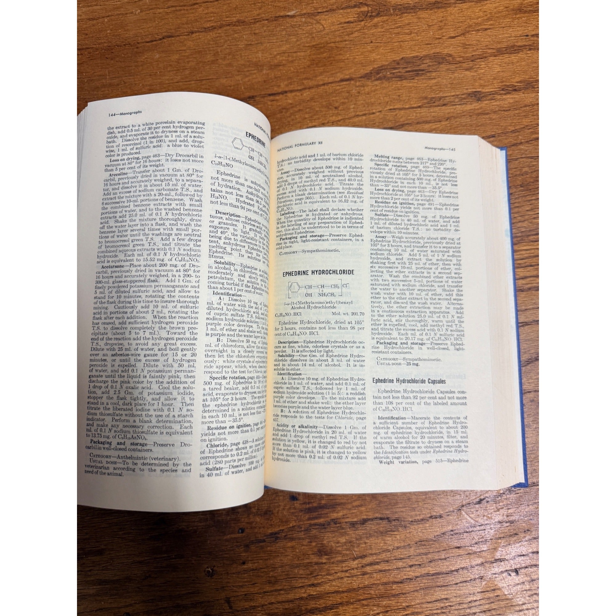 Vintage 1965 The National Formulary Pharmacy Drug Stoe Book Hardcover 12th Ed.