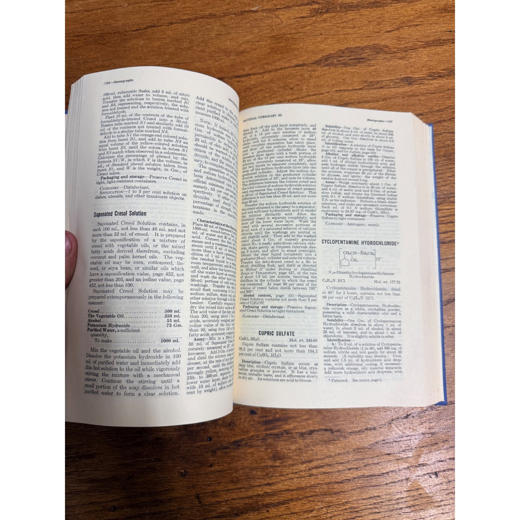 Vintage 1965 The National Formulary Pharmacy Drug Stoe Book Hardcover 12th Ed.