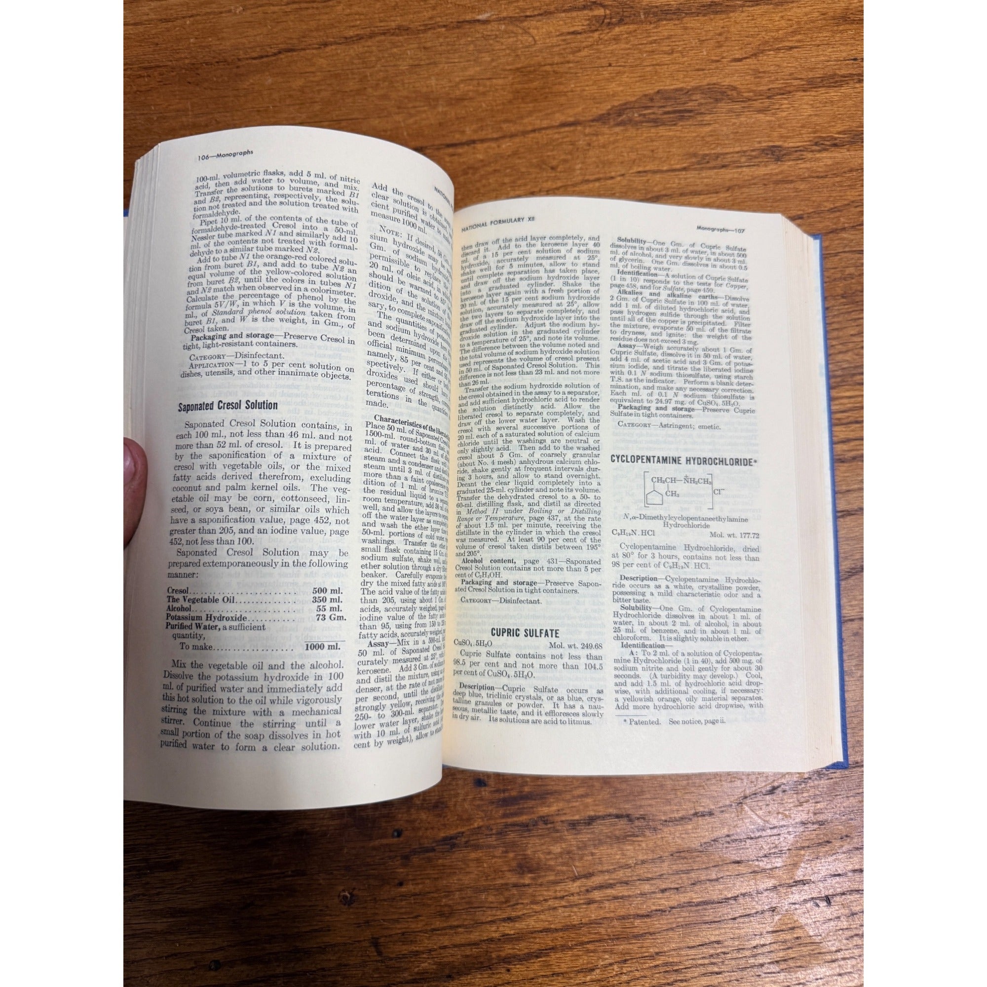 Vintage 1965 The National Formulary Pharmacy Drug Stoe Book Hardcover 12th Ed.