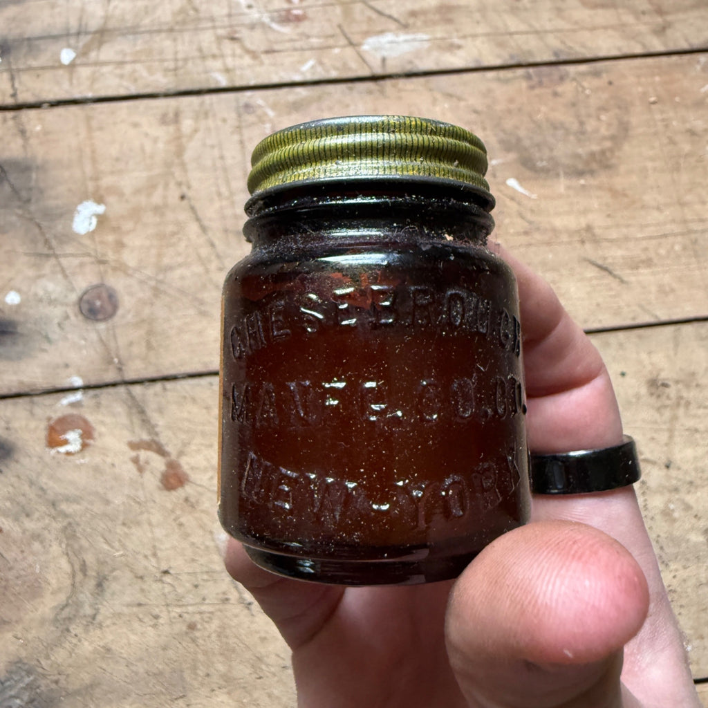 Antique Vaseline Carbolated Petroleum Jelly Jar Chesebrough Medical Pharmacy