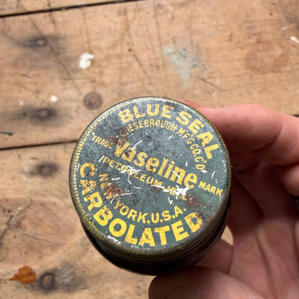 Antique Vaseline Carbolated Petroleum Jelly Jar Chesebrough Medical Pharmacy