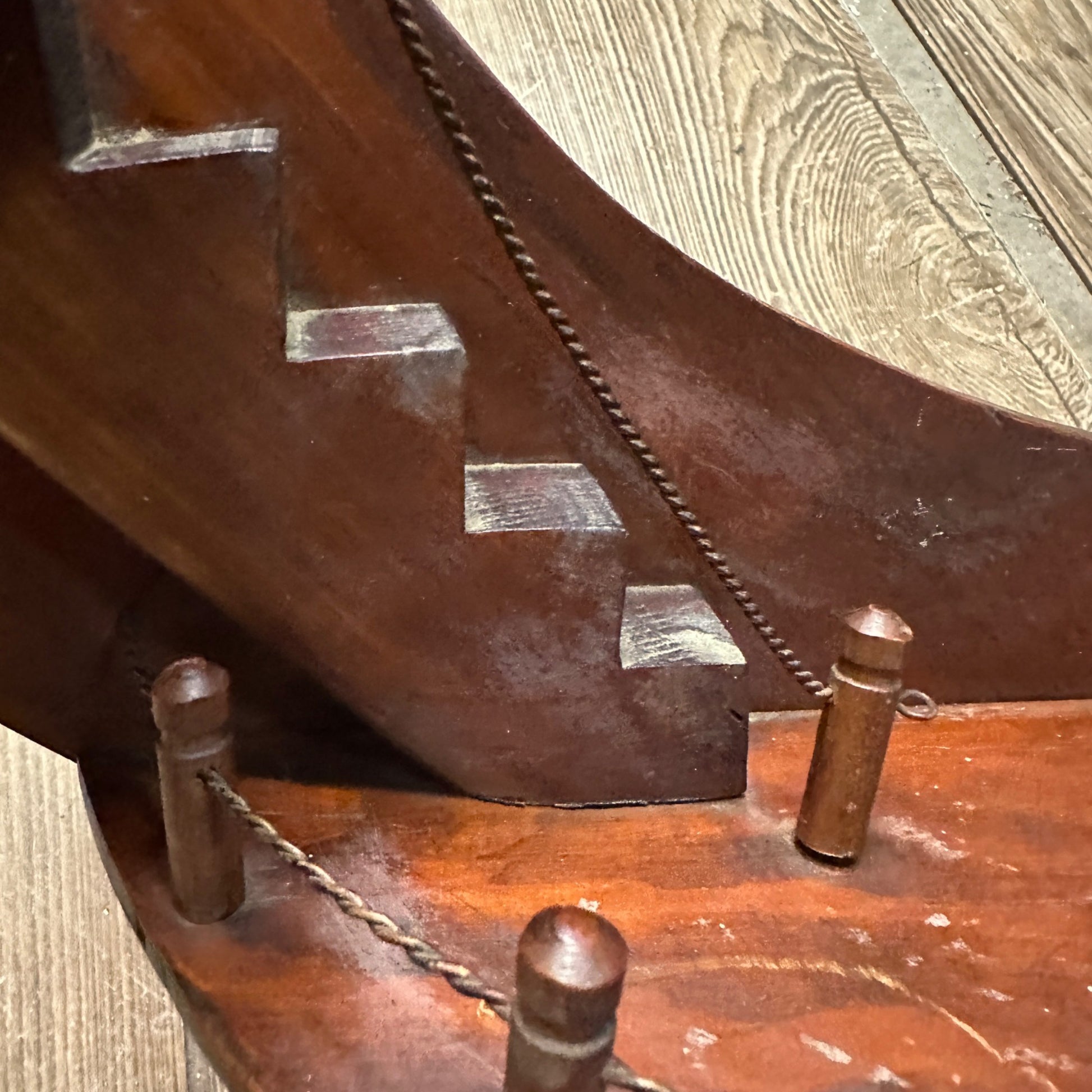 Vintage Unique Folk Art Oak Wall Shelf Crescent Moon