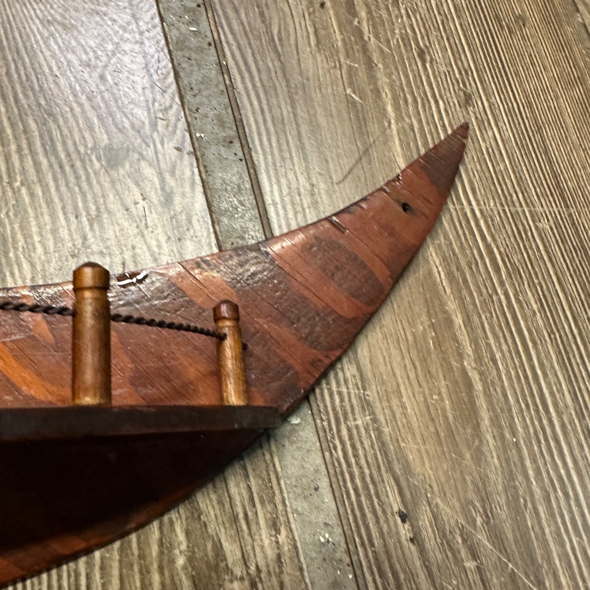 Vintage Unique Folk Art Oak Wall Shelf Crescent Moon