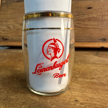 Leinenkugel's Beer Double Rim Barrel Shorty Chippewa Falls, Wisconsin Glass 3"