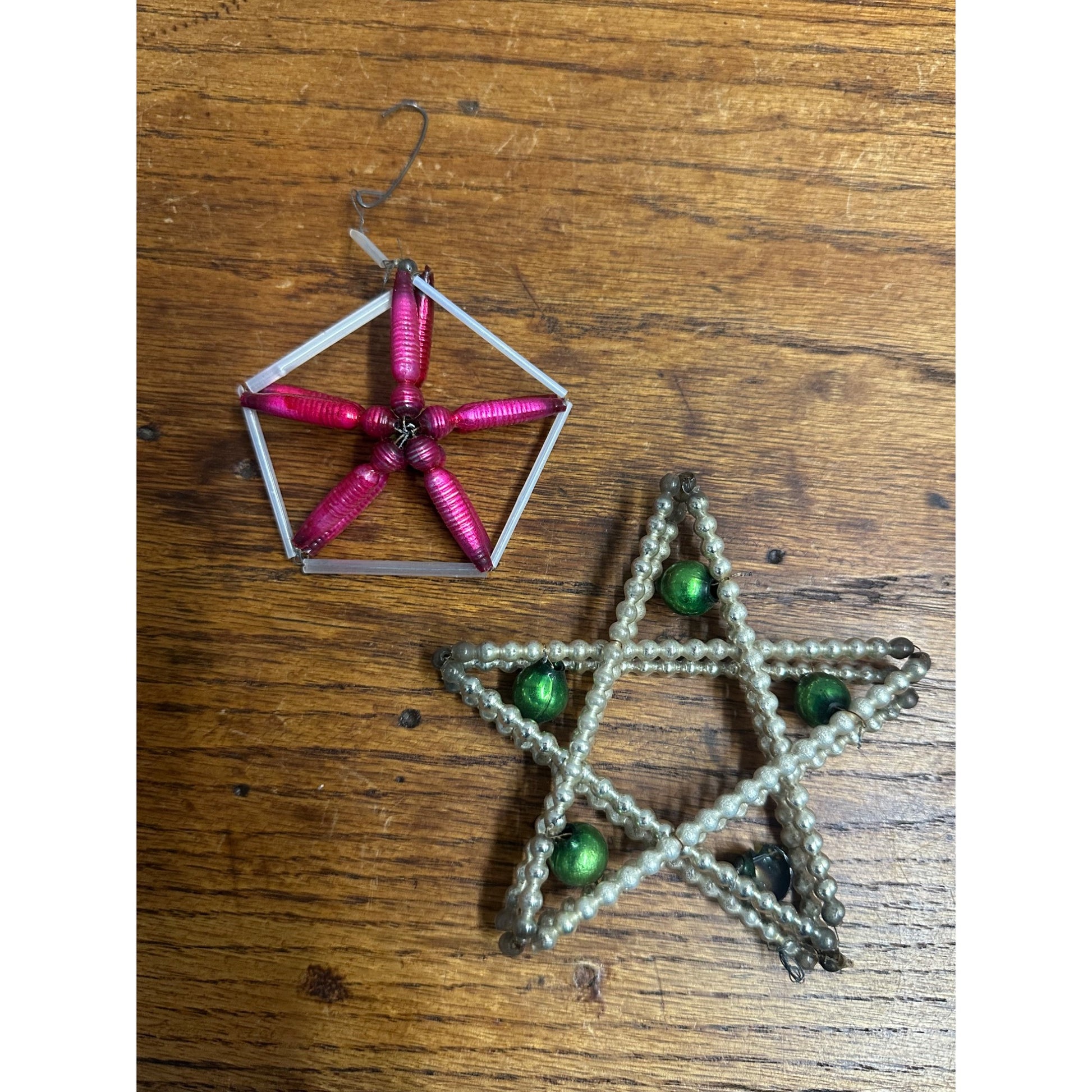 Vintage Beaded Christmas Mercury Glass Star Ornaments Czech & German