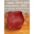 Vintage Fenton Cranberry Hobnial 5" Squat Pitcher 32oz