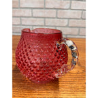 Vintage Fenton Cranberry Hobnial 5" Squat Pitcher 32oz
