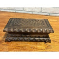 Vintage Carved Walnut Wood Cigar Trinket Dresser Storage Box Footed
