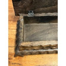 Vintage Carved Walnut Wood Cigar Trinket Dresser Storage Box Footed