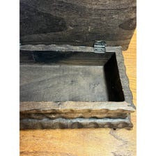 Vintage Carved Walnut Wood Cigar Trinket Dresser Storage Box Footed