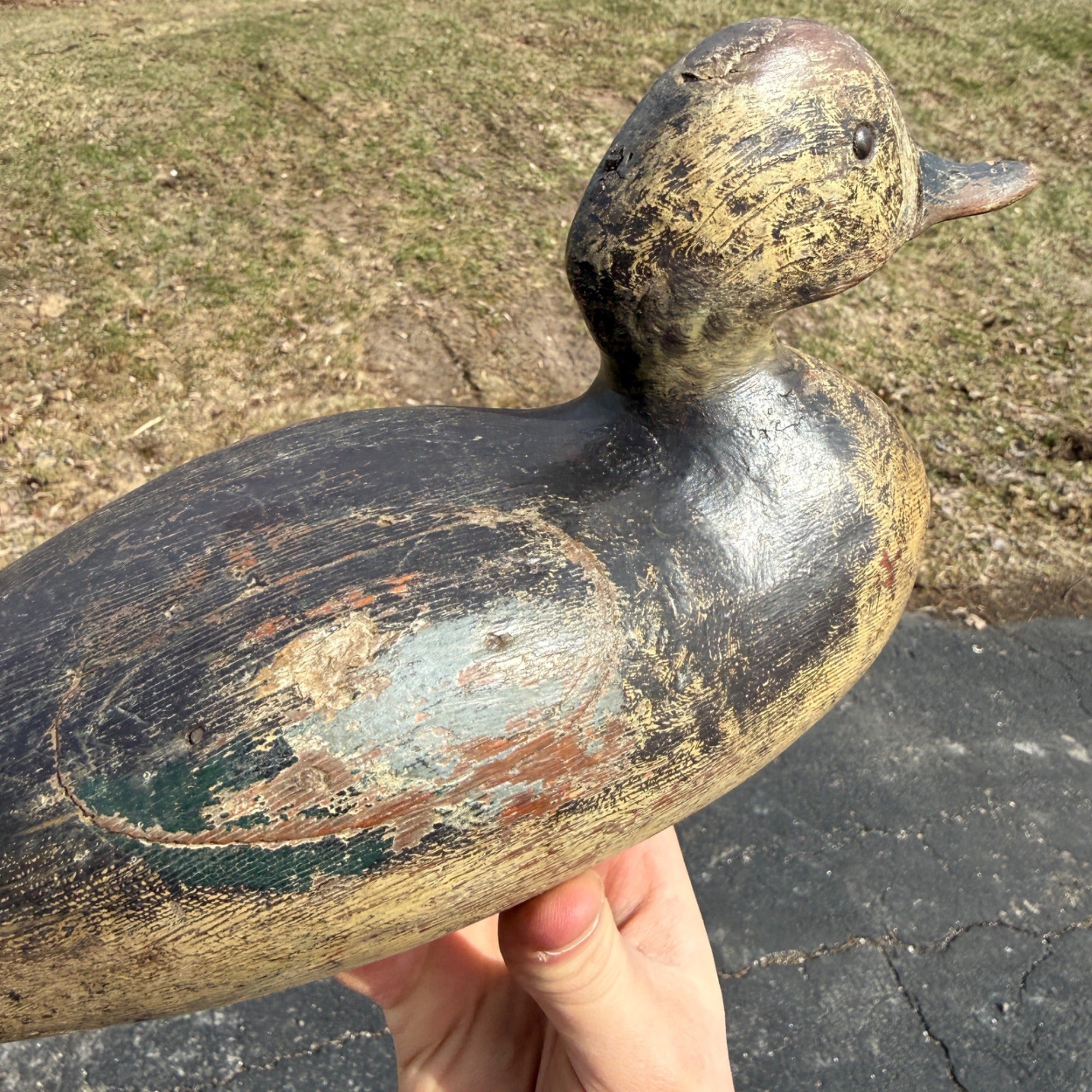Antique 1880s Dodge Teal Duck Decoy Original Paint Early Hunting Tack Eye