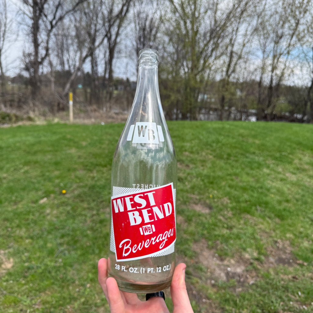 1 Pint 12 Fl Oz West Bend Beverage Applied Label Bottle Large Soda Wisconsin