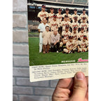 1957 Milwaukee Braves Team Photo, Color Jumbo Postcard Rare Hank Aaron Champions