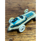Vintage 1940s Biller Penny Toy Tin Litho Race Car Blue & White Germany