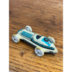 Vintage 1940s Biller Penny Toy Tin Litho Race Car Blue & White Germany