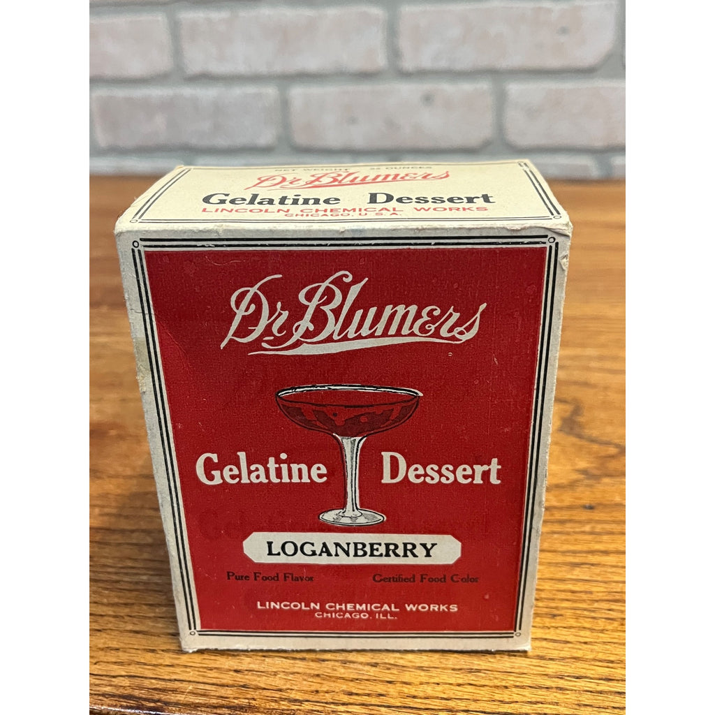 Vintage c1910 Dr Blumers Gelatine Dessert Box Country Store Display Loganberry