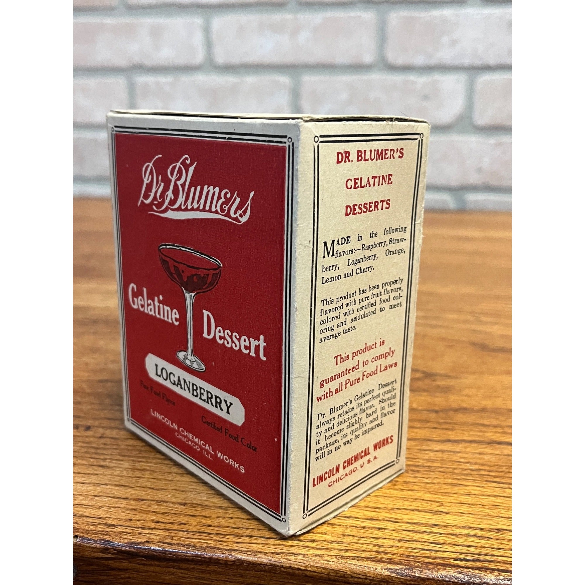 Vintage c1910 Dr Blumers Gelatine Dessert Box Country Store Display Loganberry