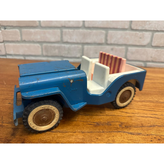Vintage Tonka Pressed Steel Blue Surrey Jeep for Parts Restore Restoration