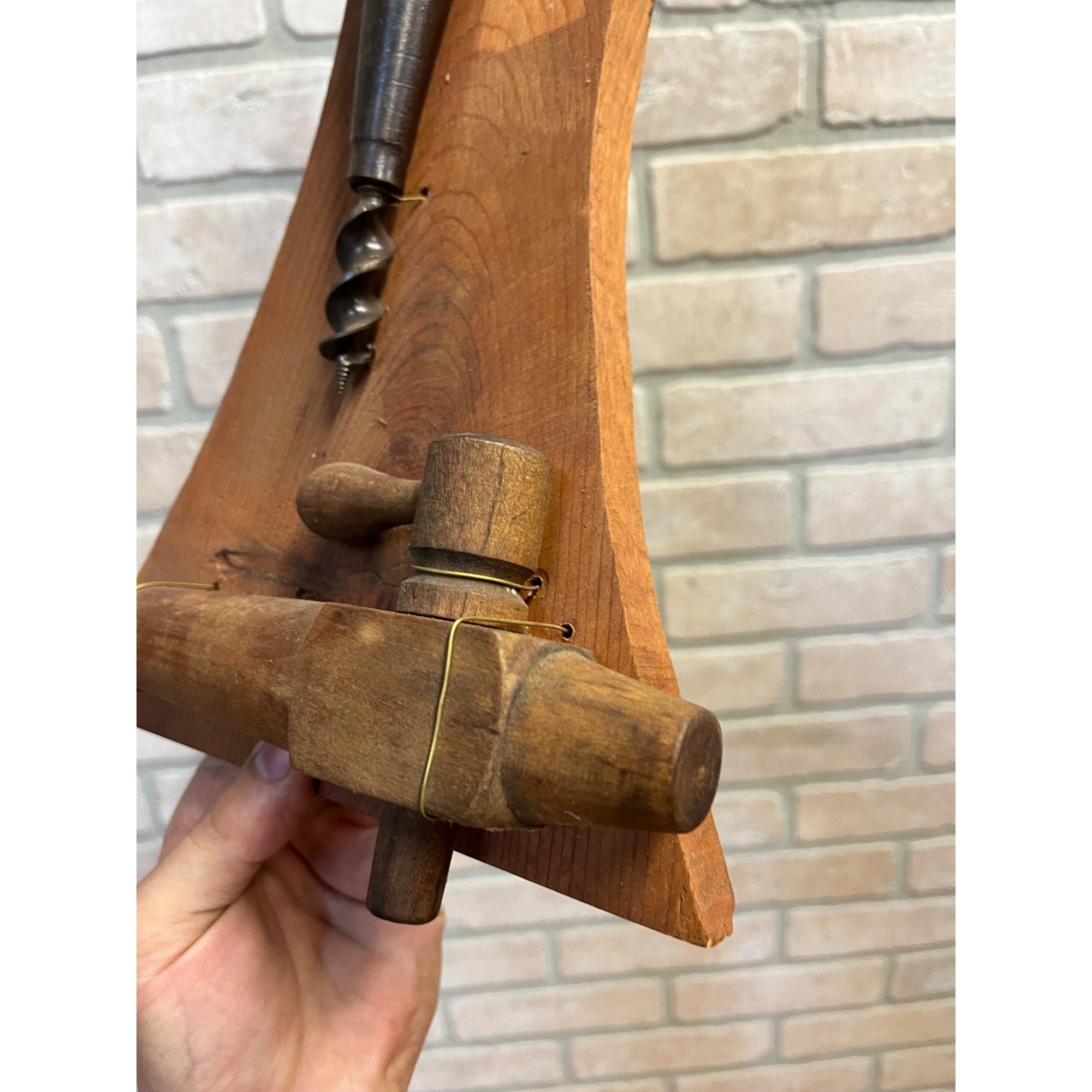 Antique Vintage Barrel Bung Hole Auger & Spigot Wall Plaque Display Tools