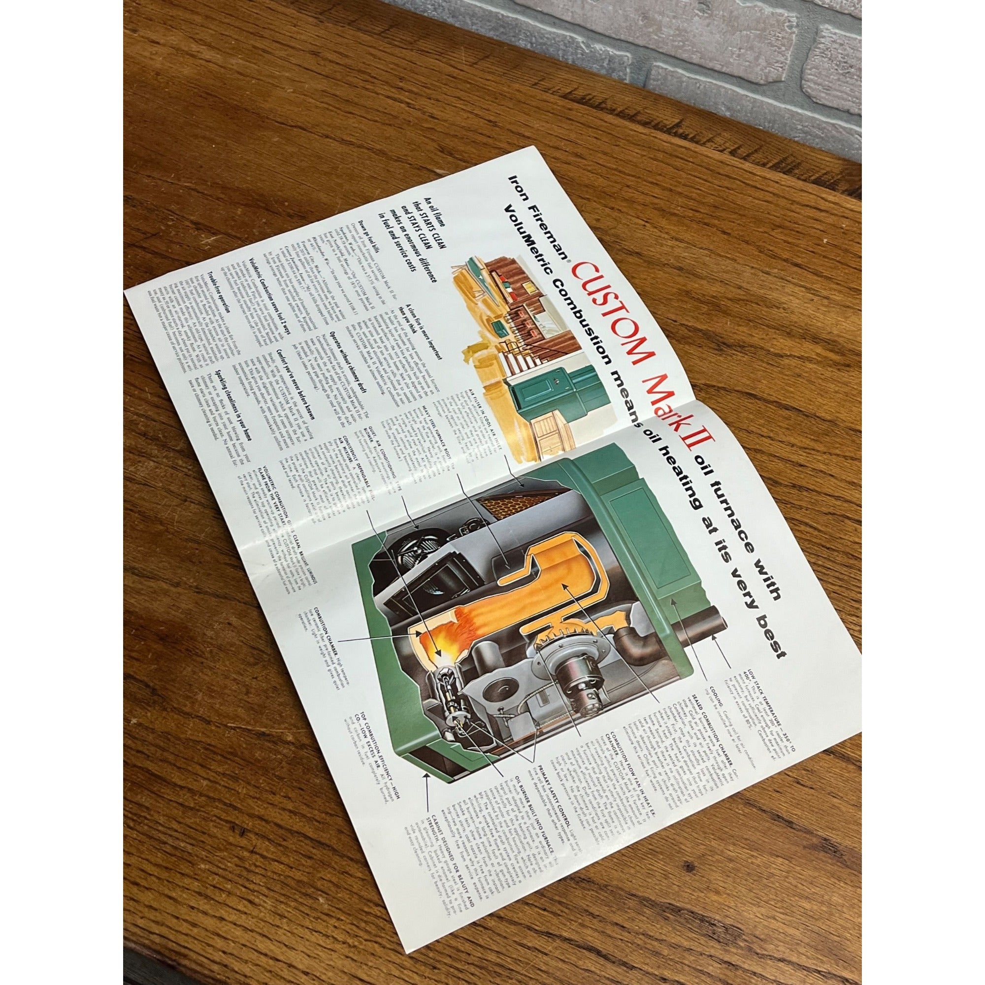 Vintage 1962 Iron Fireman Custom Mark II Oil Furnace Sales Borchure Booklet