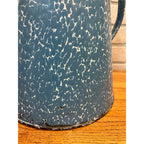 Antique Blue Swirl Enamelware Cowboy Pitcher Coffee Pot Primitive Kitchen