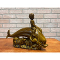 Vintage Glazed Ceramic Electric Television Lamp Lane & Co. Pottery Boy Riding Dolphin Van Nuys, California Circa 1960