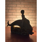 Vintage Glazed Ceramic Electric Television Lamp Lane & Co. Pottery Boy Riding Dolphin Van Nuys, California Circa 1960