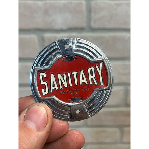Vintage 1920s Sanitary Refrigerator Co. Ice Box Emblem Tag Fond du Lac Wis WI