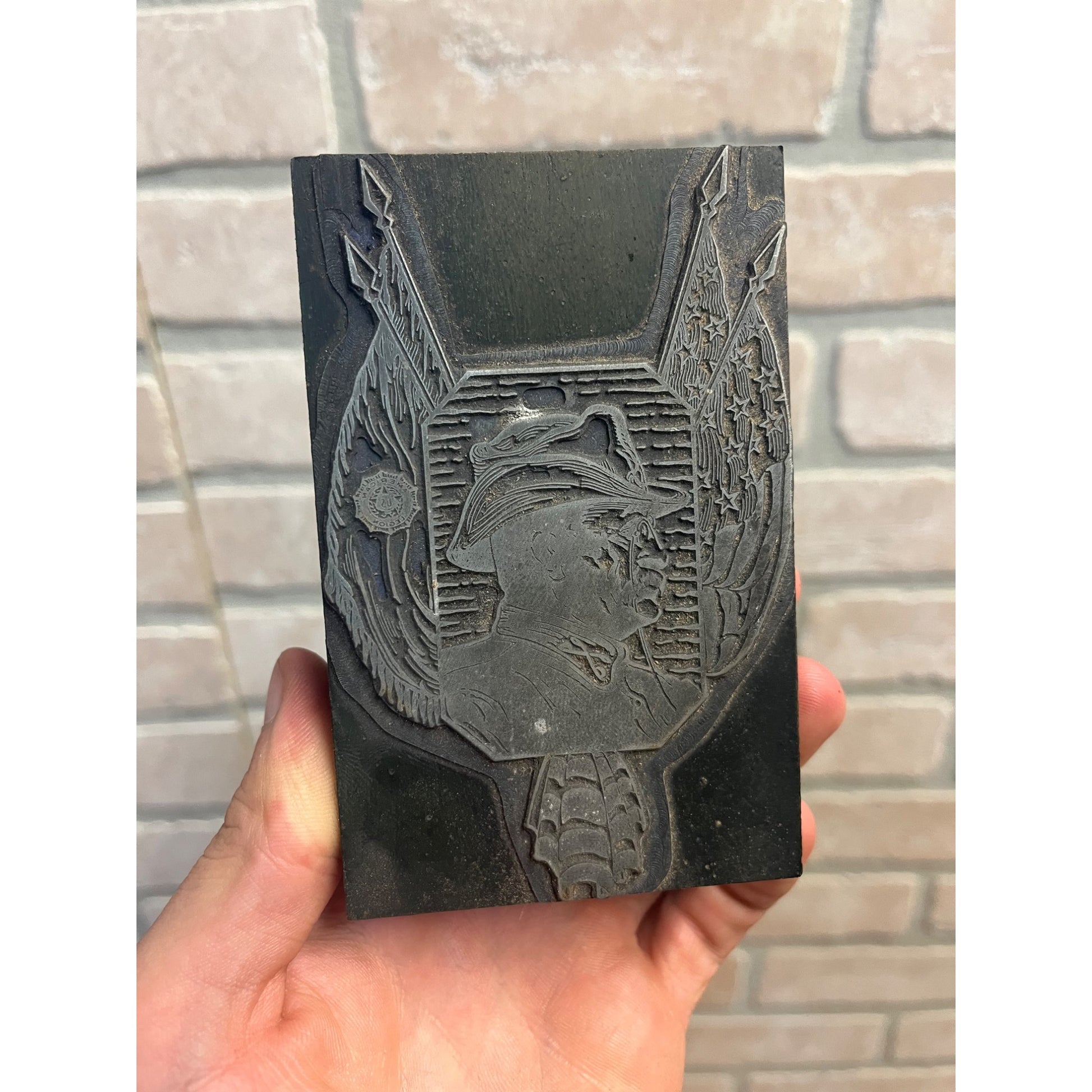 Vintage President Teddy Theodore Roosevelt Printing Block Letterpress Flags