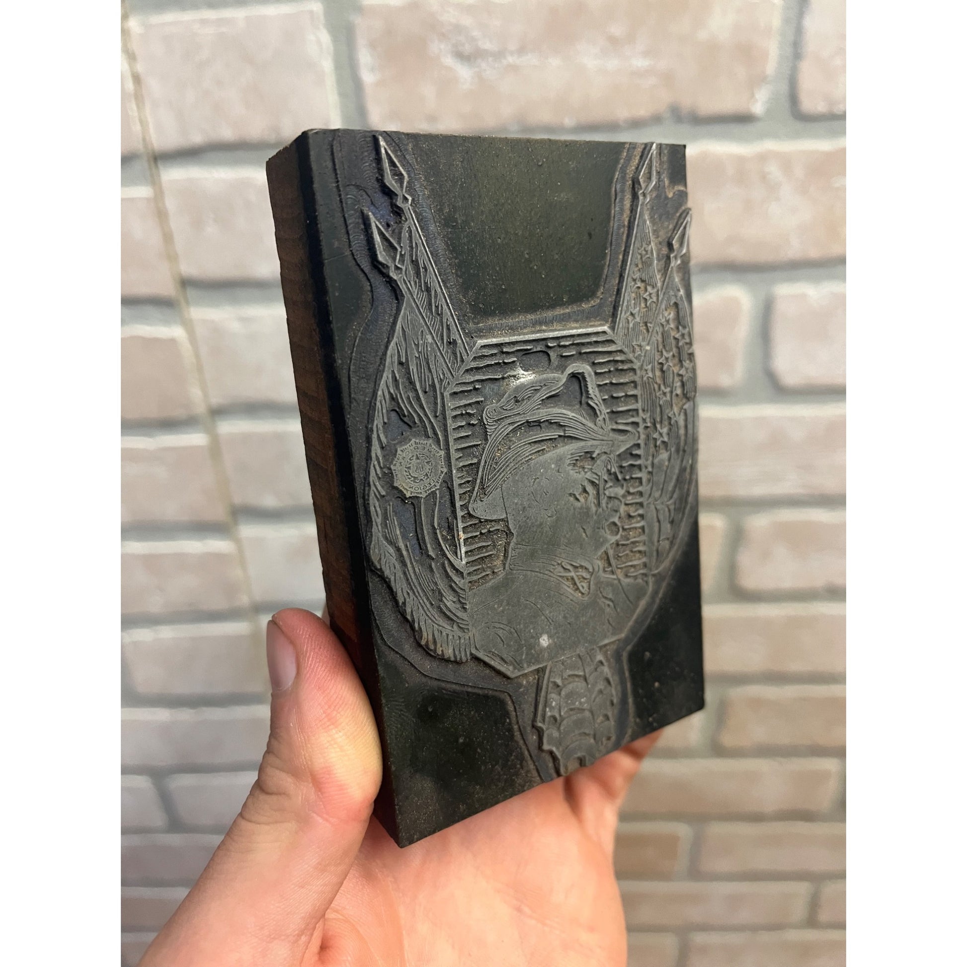 Vintage President Teddy Theodore Roosevelt Printing Block Letterpress Flags
