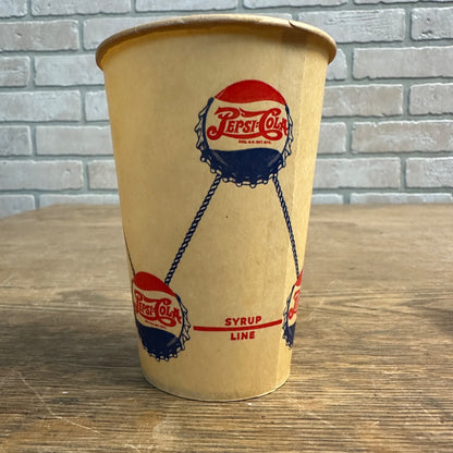 1940s 10oz Pepsi Cola DOUBLE Dot Bouncing Drum Soda Promo Wax Paper Cup Syrup