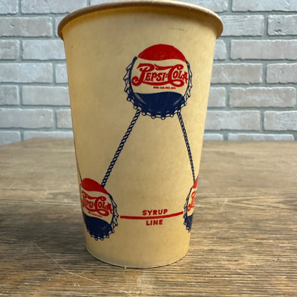 1940s 10oz Pepsi Cola DOUBLE Dot Bouncing Drum Soda Promo Wax Paper Cup Syrup