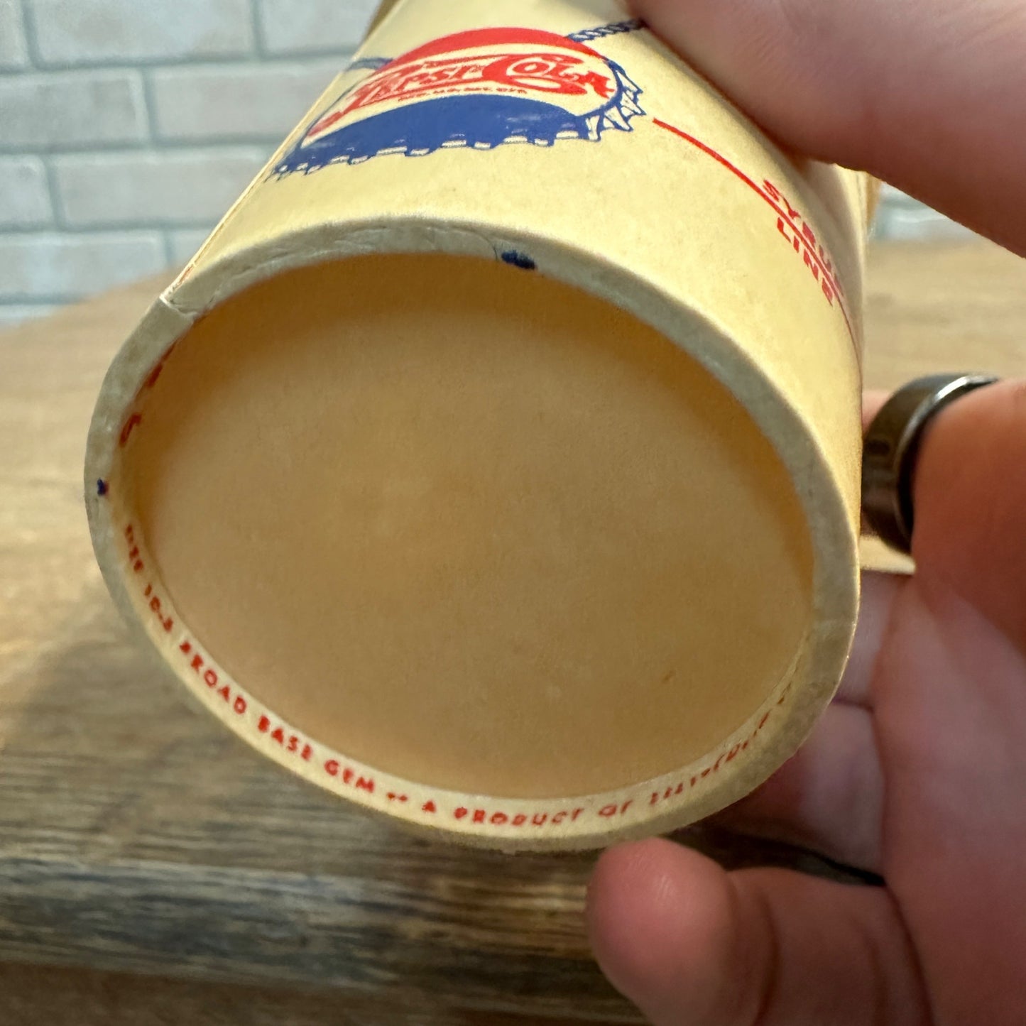 1940s 10oz Pepsi Cola DOUBLE Dot Bouncing Drum Soda Promo Wax Paper Cup Syrup