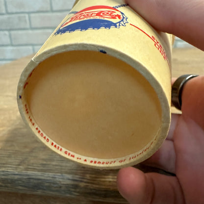 1940s 10oz Pepsi Cola DOUBLE Dot Bouncing Drum Soda Promo Wax Paper Cup Syrup