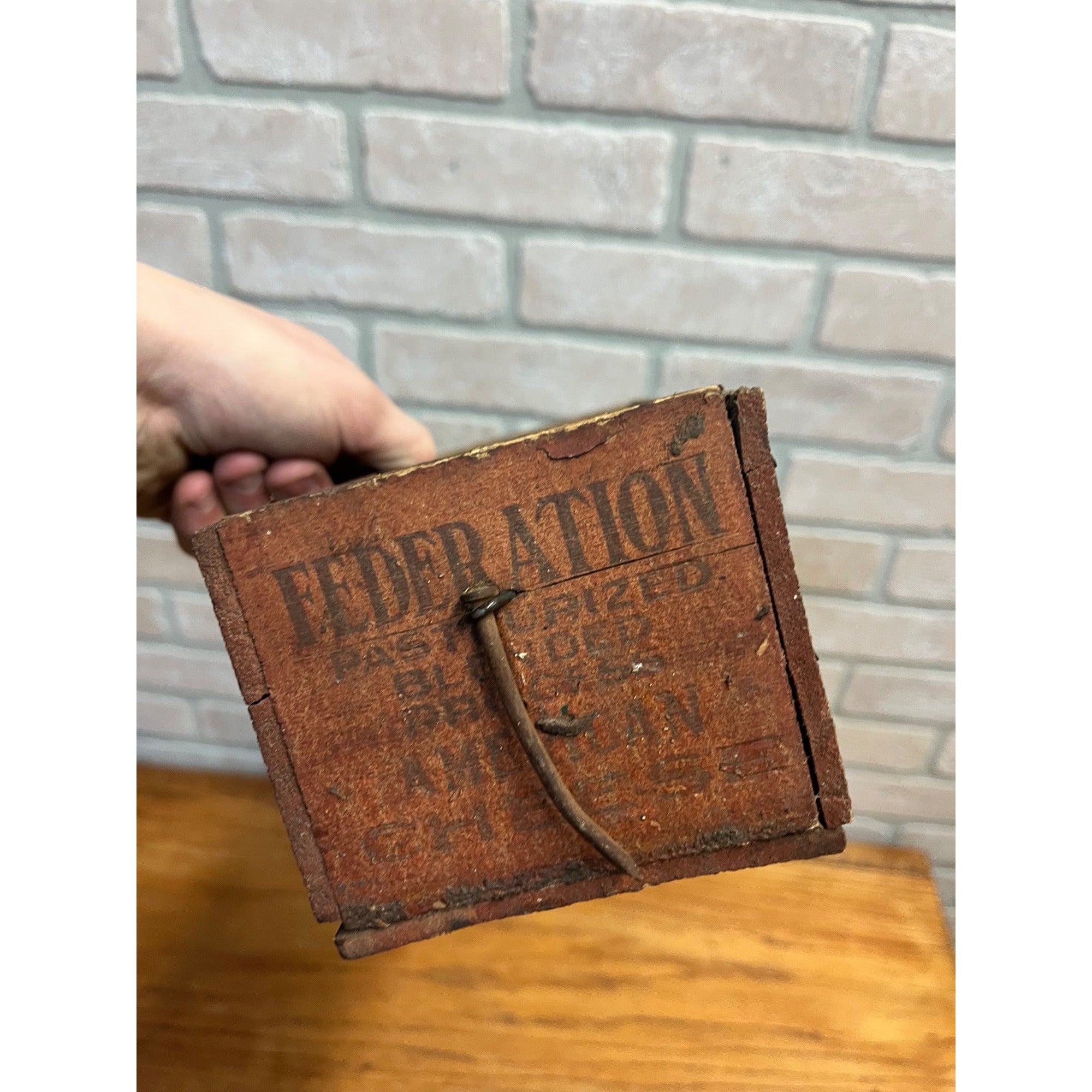 Vintage Cheese Box Federation Brick Plymouth Wis Loaf 5 Lbs Kitchen Decor