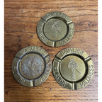 vintage 1960s Cavalier Cigarettes Tin Advertising 3.5" Metal Ashtray Set (3)