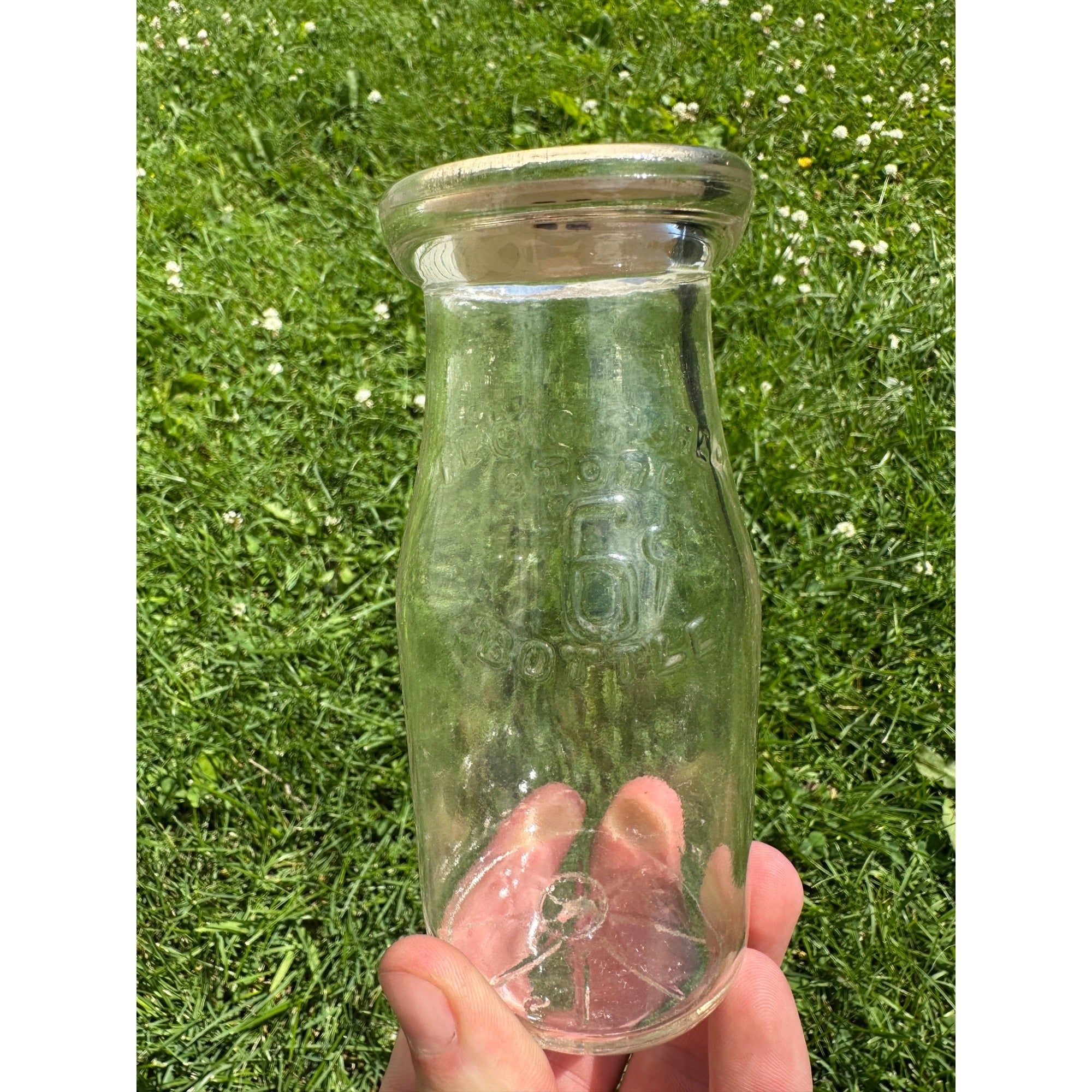 Vintage Store Bottle 6 Cents Clear Glass Milk Bottle Half Pint