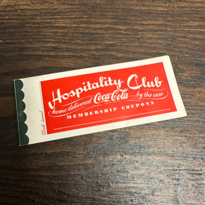 COCA-COLA HOSPITALITY CLUB MEMBERSHIP COUPON BOOK ROCKFORD COCA-COLA BOTTLING