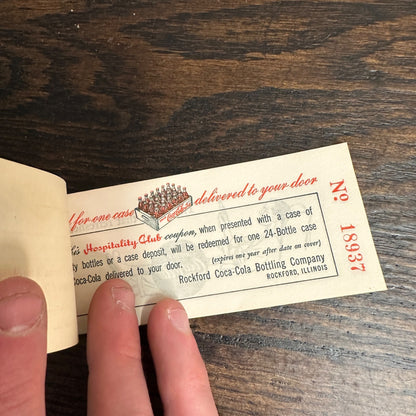 COCA-COLA HOSPITALITY CLUB MEMBERSHIP COUPON BOOK ROCKFORD COCA-COLA BOTTLING