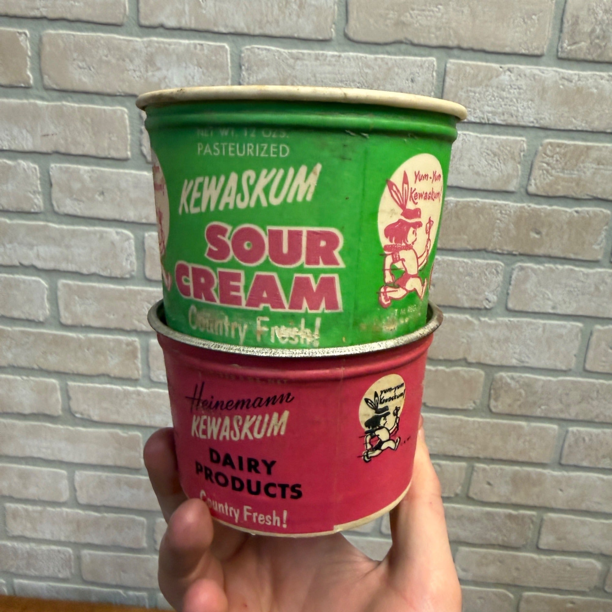 Vintage Heinemann Kewaskum Cottage Cheese Wax Container Indian Wisconsin