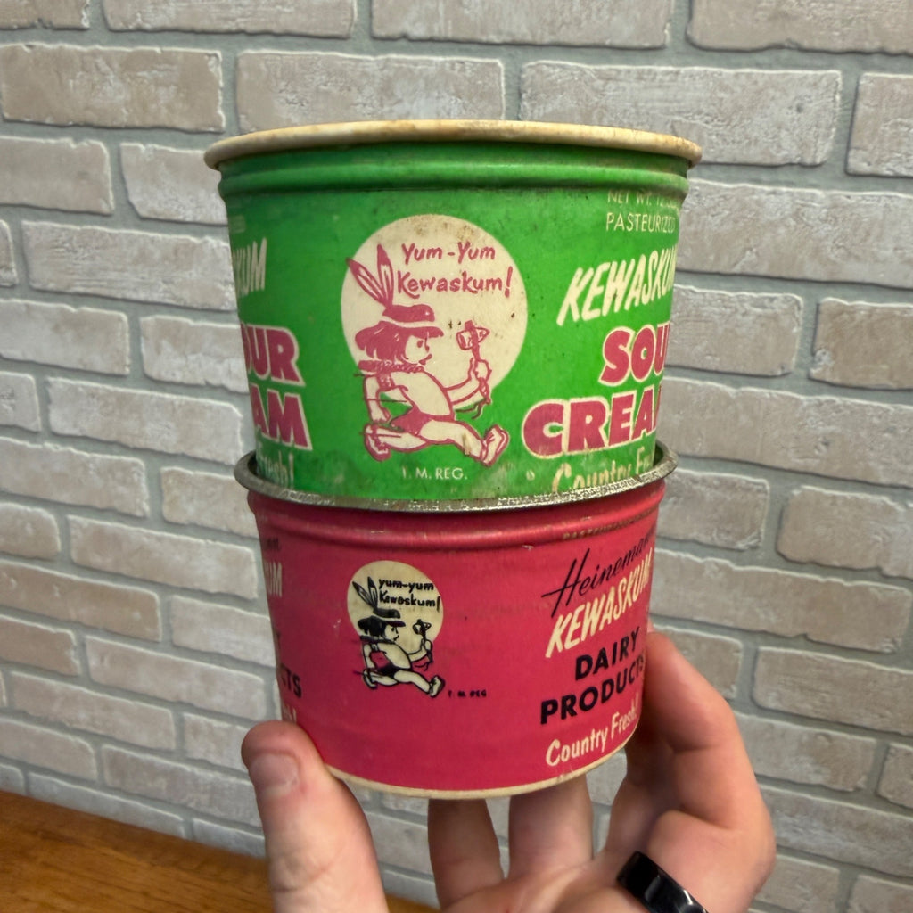 Vintage Heinemann Kewaskum Cottage Cheese Wax Container Indian Wisconsin