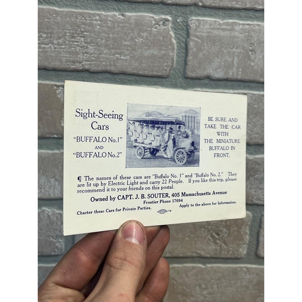 Buffalo NY New York Sight Seeing Car Buffalo Vintage Postcard c1930s Tour Bus