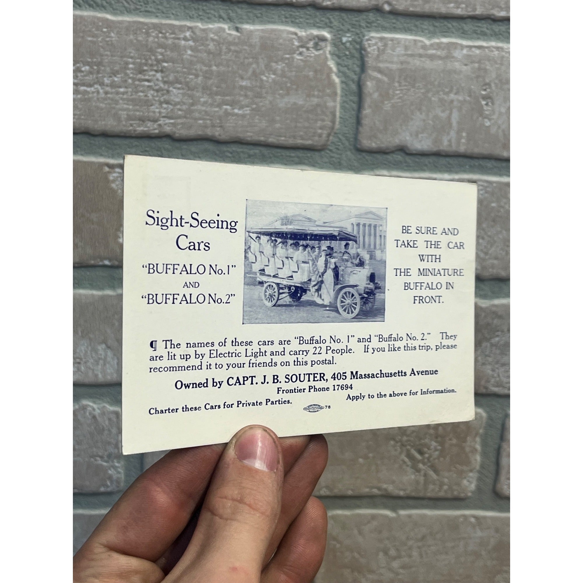 Buffalo NY New York Sight Seeing Car Buffalo Vintage Postcard c1930s Tour Bus